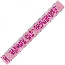 Everything Party Happy 50th Birthday Banner (Blue, Pink, And Black)