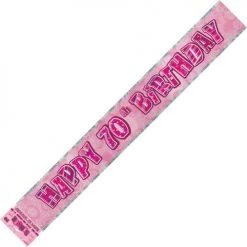 Everything Party All Birthday Happy 70th Birthday Banner (Blue, Pink, And Black)