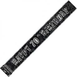 Everything Party All Birthday Happy 70th Birthday Banner (Blue, Pink, And Black)