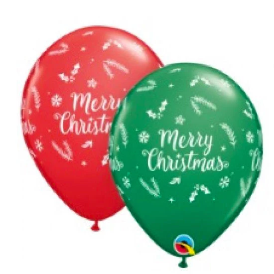 Balloons 11" Qualatex Christmas Printed Latex Balloon