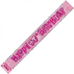 Everything Party All Birthday Happy 90th Birthday Banner (Blue, Pink, And Black)