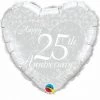 Everything Party 18" Happy 25th Anniversary Heart Shape Foil Balloon