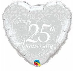Everything Party 18" Happy 25th Anniversary Heart Shape Foil Balloon