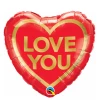 Balloons 18" Qualatex Foil Heart Shape Love You Balloon