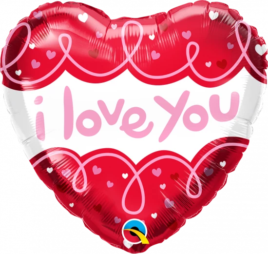 18" Qualatex Foil Heart Shape Love You Balloon