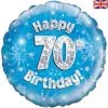 Qualatex 18" Oaktree 70th Birthday Holographic Blue & Silver Foil Balloon Balloons