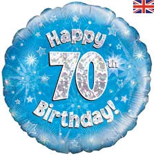 Qualatex 18" Oaktree 70th Birthday Holographic Blue & Silver Foil Balloon Balloons