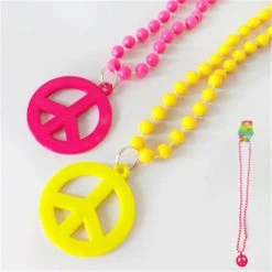 Everything Party Beaded Peace Sign Hippie Necklace By Theme