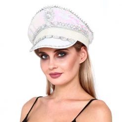 Everything Party By Event Deluxe Iridescent White Festival Hat With Sequins And Rhinestone