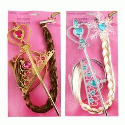 JD Party Elsa & Anna Hair Plaid With Wand School Book Week Costume