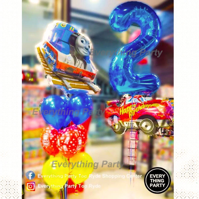 Everything Party 2nd Birthday Boy Thomas Theme Helium Balloon Bouquet Balloons