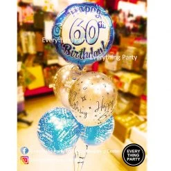 Everything Party Balloons 60th Birthday Helium Balloon Bouquet