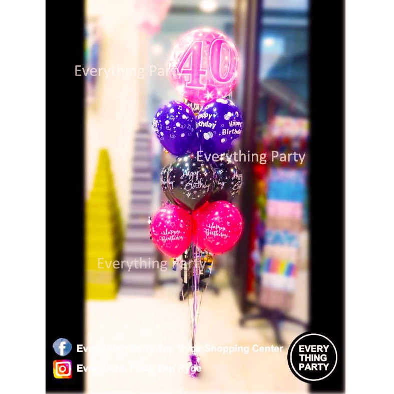 Everything Party Balloons 40th Birthday Helium Bubbles Balloon Bouquet