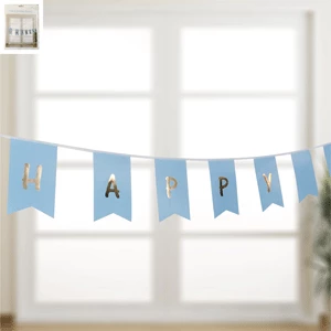 Everything Party Happy Birthday Bunting With Gold Foiled (Blue, Pink) All Birthday