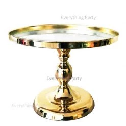 Everything Party All Birthday Party Hire - Deluxe Metallic Gold Cake Stand 30cm