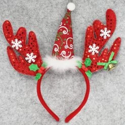 Everything Party Christmas Headband With Red Antler Holly Snowflakes By Event