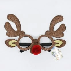 Everything Party Christmas Glasses - Brown Glitter Reindeer By Event