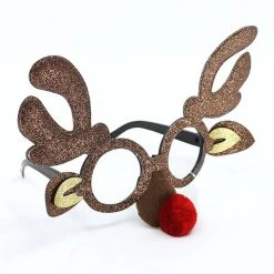 Everything Party Christmas Glasses - Brown Glitter Reindeer By Event