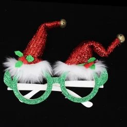 Pacific Wholesale Christmas Glasses - Green Glitter Twin Hat By Event