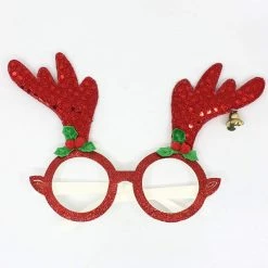 Everything Party By Event Christmas Glasses - Red Glitter Reindeer With Bell
