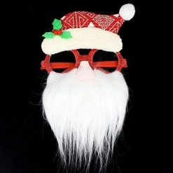 Pacific Wholesale Christmas Glasses - Red Glitter Frame With Santa Hat And Beard