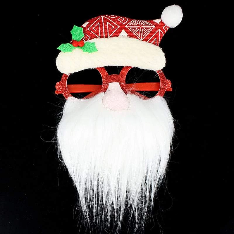 Pacific Wholesale Christmas Glasses - Red Glitter Frame With Santa Hat And Beard