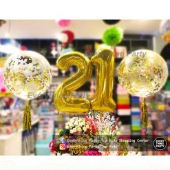 Everything Party 21st Birthday Confetti Helium Balloon Bouquet Balloons