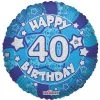 Anagram Balloons 18" Holographic Blue 40th Birthday Foil Balloon
