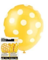 Meteorparty Balloons 6 Pk Dot Yellow Latex Balloon