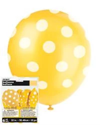 Meteorparty Balloons 6 Pk Dot Yellow Latex Balloon