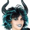 Everything Party By Event Wig - Devil Wig With Horns Turquoise & Black