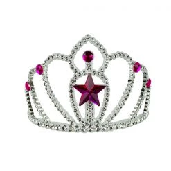 Everything Party Silver Tiara With Hot Pink Star Gemstone