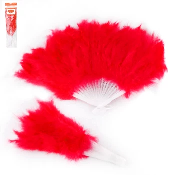 JD Party Party Accessories Feather Hand Fan - Red