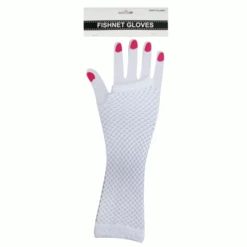 JD Party Fishnet Fingerless Long Glove - White