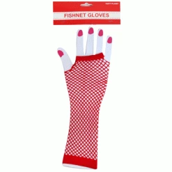 JD Party Fishnet Fingerless Long Glove - Red