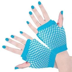 Everything Party Short Fishnet Gloves - Blue By Theme