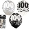 Meteorparty 6Pk 100th Birthday-Black Balloons