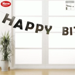 Everything Party Happy Birthday Metallic Banner - Silver All Birthday