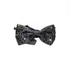 Cut Price Black Sequin Bow Tie