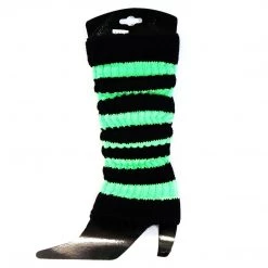 JD Party Leg Warmers - Black & Green Stripe
