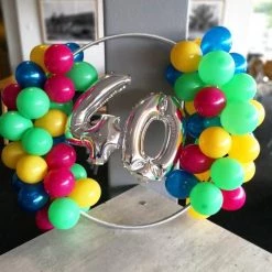 Everything Party Balloons 40th Birthday Balloon Column And Wreath Arrangement