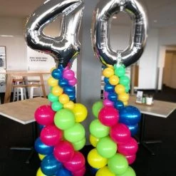 Everything Party Balloons 40th Birthday Balloon Column And Wreath Arrangement
