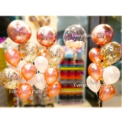 Everything Party Balloons Rose Gold Orbz Round Balloon & Confetti Balloon Bouquet