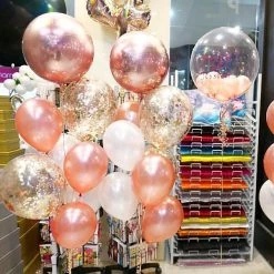 11" Qualatex Plain Latex Balloon - Round Metallic Rose Gold Balloons