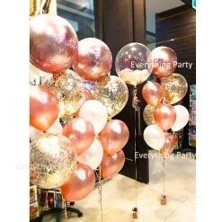 Everything Party Balloons Rose Gold Orbz Round Balloon & Confetti Balloon Bouquet