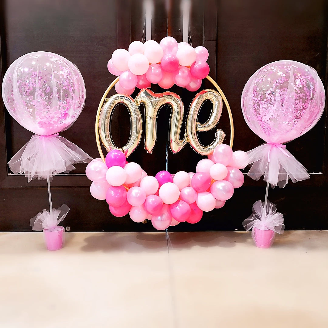 Everything Party 1st Birthday Balloon Wreath With Tulle Confetti Balloon Set