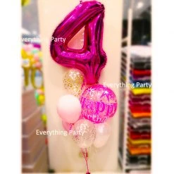 Everything Party Balloons 4th Birthday Jumbo Number Balloon & Confetti Balloon Bouquet
