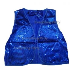 Everything Party Sequin Vest With Bow Tie - Royal Blue