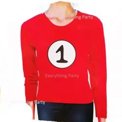 Everything Party Costume Adult - Thing 1 Long Sleeve Top