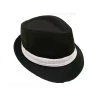 JD Party 1920's Gangster Fedora Hat - Black With White Ribbon